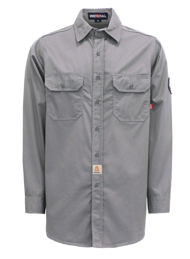BOCOMAL FR Shirts 6.25oz Light Weight Summer Welding Shirts Flame Resistant Shirt Gray Men's Fire Retardant Shirt - Image 1